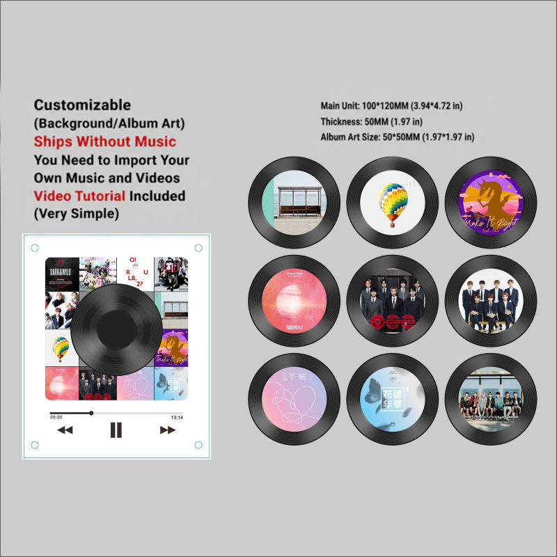 NFC Music Player Fridge Magnet – Rotating Vinyl Record Acrylic Design Custom Song Gift