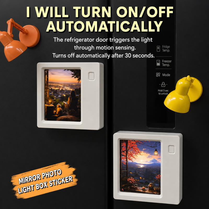Smart Digital Fridge Magnet – Custom Photo Display Light Box with Motion Sensor