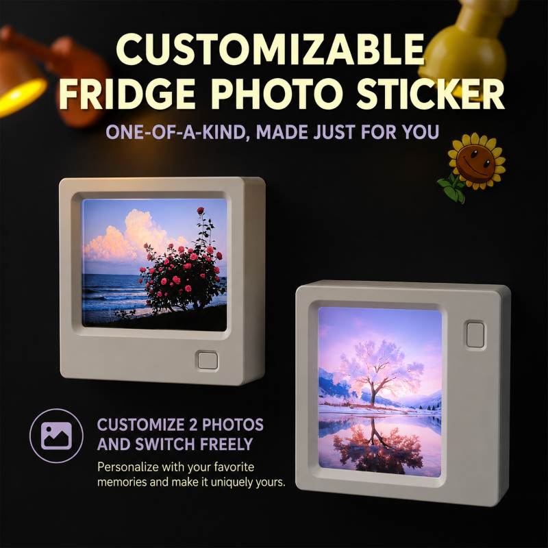 Smart Digital Fridge Magnet – Custom Photo Display Light Box with Motion Sensor