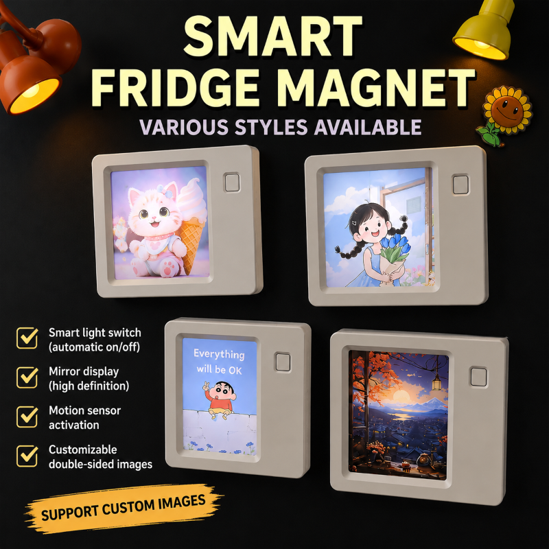 Smart Digital Fridge Magnet – Custom Photo Display Light Box with Motion Sensor