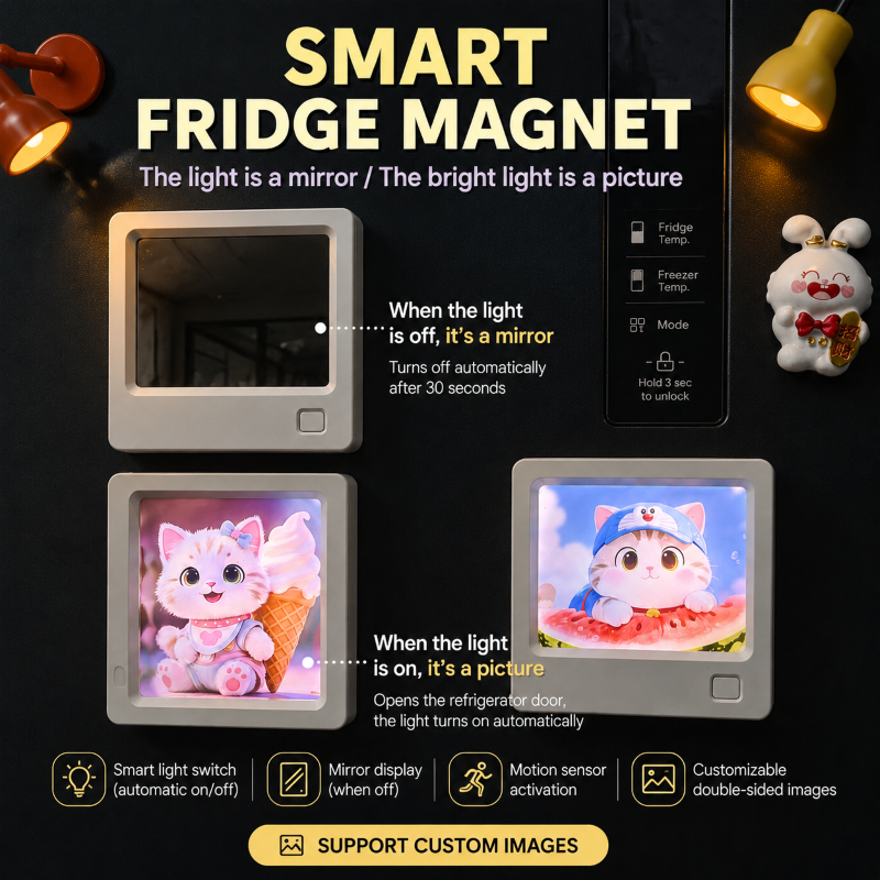 Smart Digital Fridge Magnet – Custom Photo Display Light Box with Motion Sensor