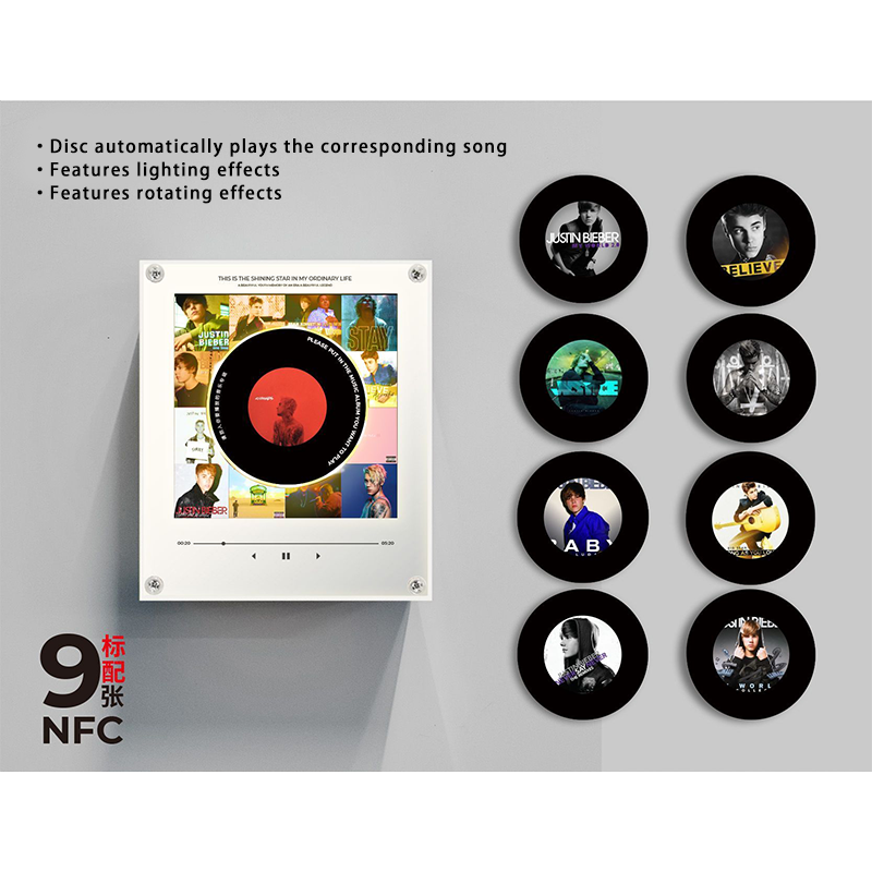 NFC Music Player Fridge Magnet – Rotating Vinyl Record Acrylic Design Custom Song Gift