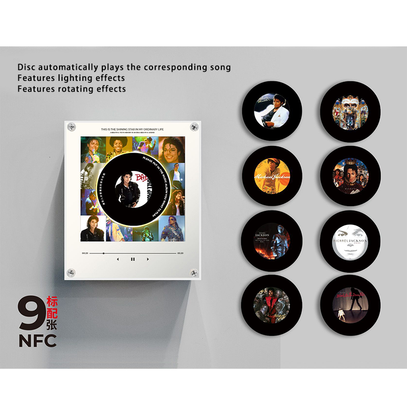NFC Music Player Fridge Magnet – Rotating Vinyl Record Acrylic Design Custom Song Gift