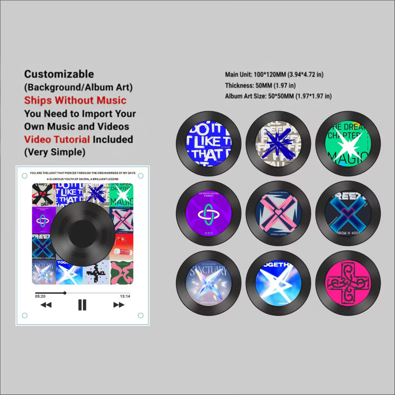 NFC Music Player Fridge Magnet – Rotating Vinyl Record Acrylic Design Custom Song Gift