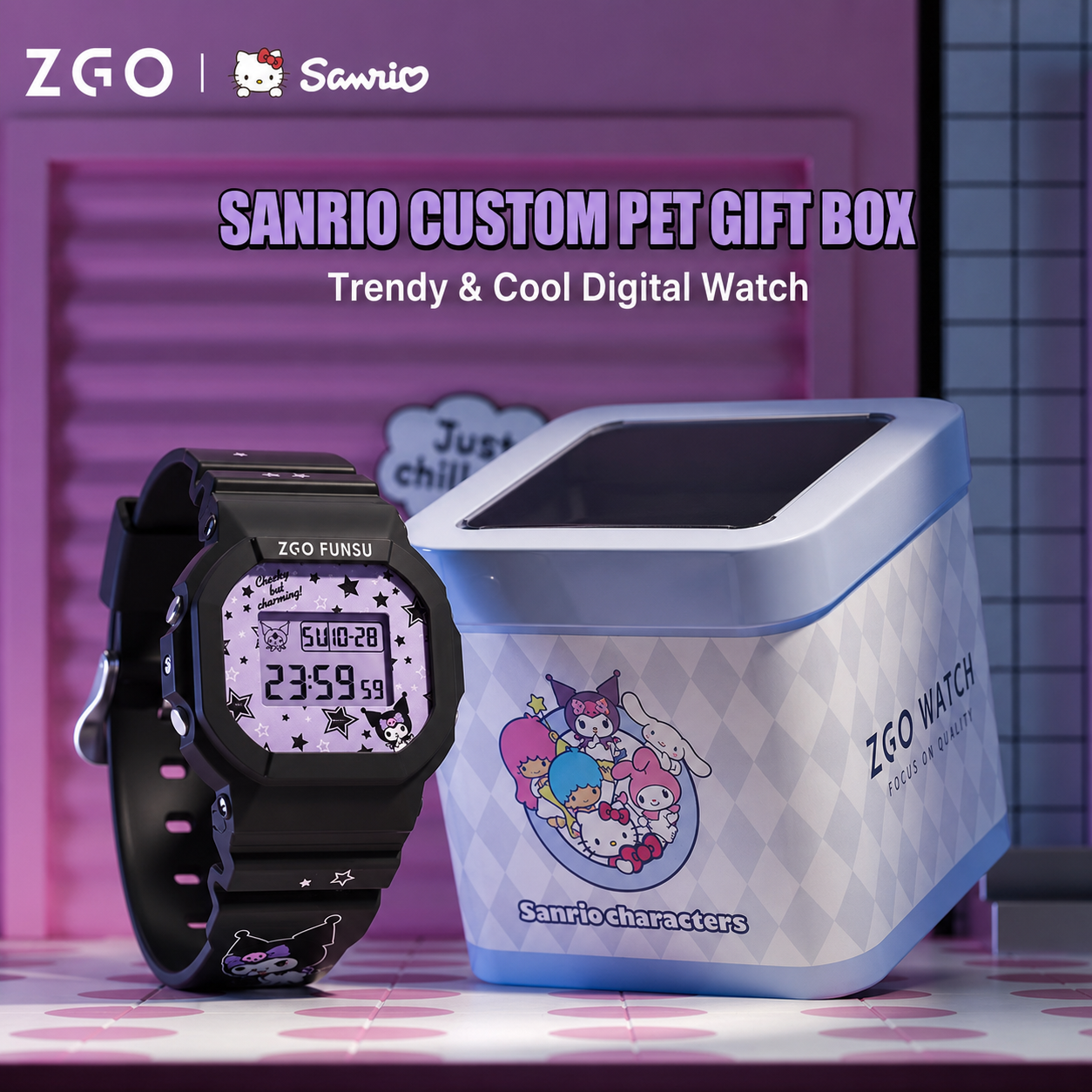 ZGO Kuromi Sanrio Licensed Digital Sports Watch